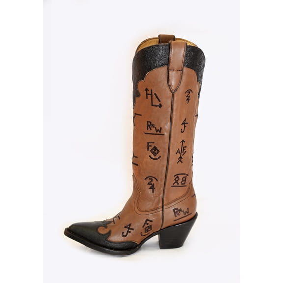 Women's Leather Tooled Brand Mid-Calf Boots