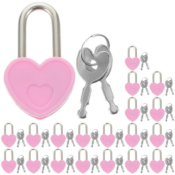 Pungan small lock 20 Sets Mini Heart Padlocks with Keys for Jewelry & Keepsakes(1.38"X0.79"X0.31")