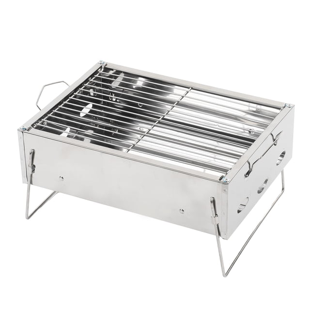 Parrilla De Barbacoa, Parrilla De Barbacoa De Carbón De Acero Inoxidable Plegable Para Cocinar Al Aire Libre EOTVIA No