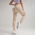 thumbnail image 4 of Cellulite 3D Leggings for Women Full Length Buttery Soft Yoga Pants Resistance Band Leggings No Front Seam Scrunch Butt Lifting Leggings Scrunch Butt Compression Legging Skin-Friendly Beige L, 4 of 9