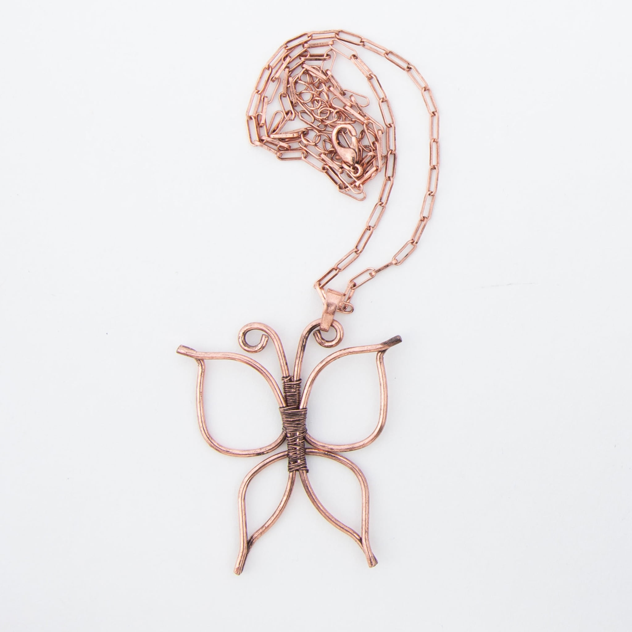 Howard's Iselin Wire Wrapped Butterfly 18" Copper Pendant Necklace for Women