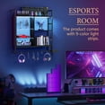 thumbnail image 5 of Gaming Floating Shelves, 34" LED Wall-Mounted Shelf with Adjustable Glass Shelf, 5-Tier Gaming Shelves Hanging Display Rack with 6 S-Hooks for Gaming Room Decor Wine Coffee Bar - Black, 5 of 8
