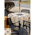 thumbnail image 5 of Outdoor Tablecloth with Umbrella Hole for Patio/Picnic/Party/Camping, Vintage Bees Crowns Waterproof Table Cloth Square Cover Washable, Rustic Leaves Rings Brown Gradient (60"x 60"), 5 of 8