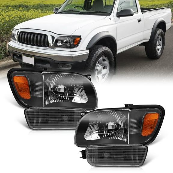 For Toyota Tacoma 2001-2004 Black Headlights Assembly Lamps Bumper Lights Pair
