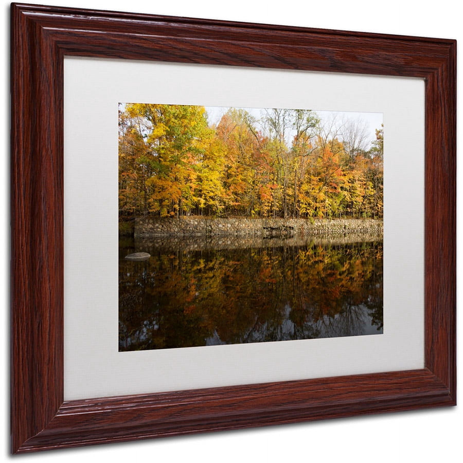 Trademark Fine Art "Autumn Along the Rocky River" Canvas Art by Kurt Shaffer, White Matte, Wood Frame