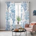 thumbnail image 5 of Navy Blue Coral Coastal Kitchen Curtains 96 Inch Length, Summer Beach Seaside Nautical Grommet Top Bedroom Living Room Curtains, Light Filtering Cafe Curtain Drapes 2 Panels Set 104''x96'', 5 of 9