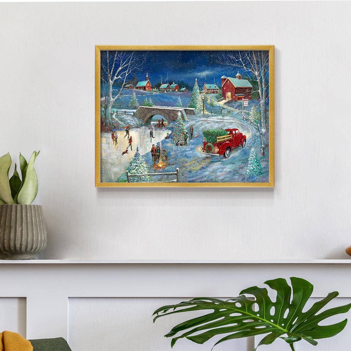 Warm Holiday Memories by Ruane Manning - Restickable Framed Giclée Print with Real Wood Frame