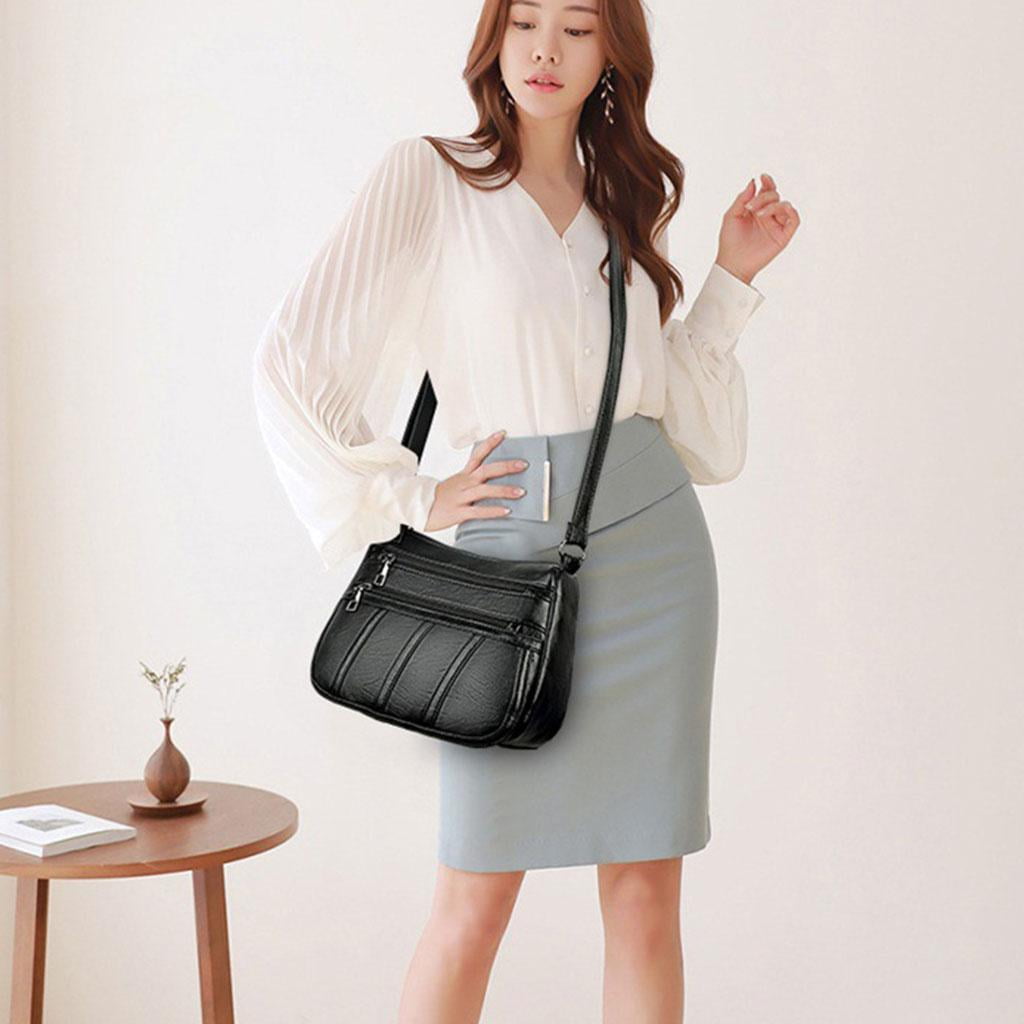 Women's Purse for Bag Soft PU Leather Shoulder Bag Women's Handbag Handle Satchel, Black