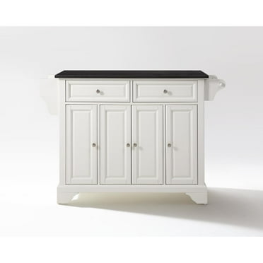 Maykoosh Modern Muse Granite Top Full Size Kitchen Island/Cart White/Black