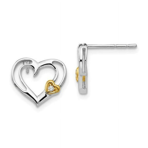 Primal Silver Sterling Silver Diamond Gold-tone Heart Earrings