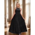 thumbnail image 2 of Vestido LALACAT de terciopelo con cuello halter, sin mangas, corte en A, maxi negro, 2 of 5