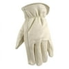 Mens Leather Work Gloves with Reinforced Palm, DIY, Yardwork, Construction, Motorcycle, Medium Wells Lamont 1130, Tan