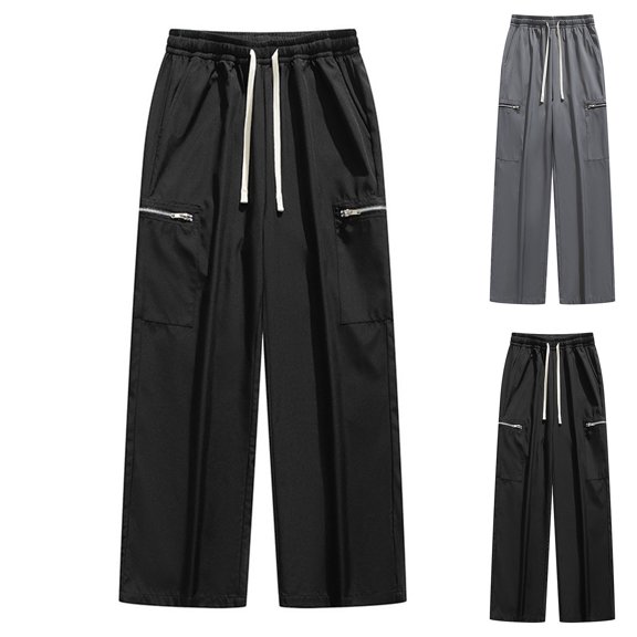 KeShDi Jogger Pants Men Big and Tall Sweatpants for Man Solid Color Loose Straight Barrel Multi-pocket Droop Movemen Trousers Dark Gray 4X