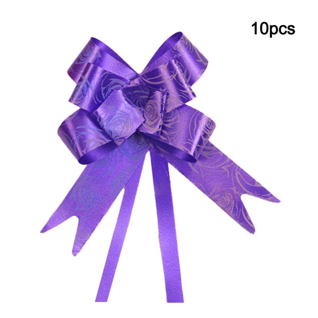 10 Pieces Bow Pull Decor Multi-colors Festive Packing DIY Crafts Lightweight Plastic Hand-Pulled Flower Christmas Holiday Rose/Purple
