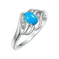 thumbnail image 4 of RYLOS Rings for Women 14K White Gold Ring Classic Style Birthstone Ring 6X4MM Gemstone & Diamonds December Turquoise Jewelry for Women Size 8, 4 of 8