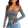 thumbnail image 2 of Conjunto de 2 piezas para mujer: top corto bandeau sexy con bolero para fiestas/salidas nocturnas, 2 of 5
