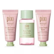 Pixi by Pixi Rose Cream Cleanser 15ml + Rose Toner 40ml + Rose Flash Balm 15ml --3pcs(D0102HHZHUP.)