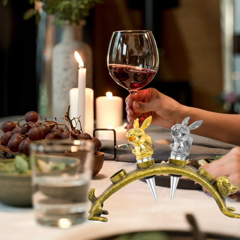 Eease Vintage Dog Wine Stopper Display Holder 4 Hole Cork Stand
