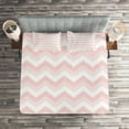 thumbnail image 2 of Ambesonne Pink Quilted Coverlet 3 Pcs, Zigzag Chevron Grunge, King Size, Rose Pale Pink White, 2 of 2