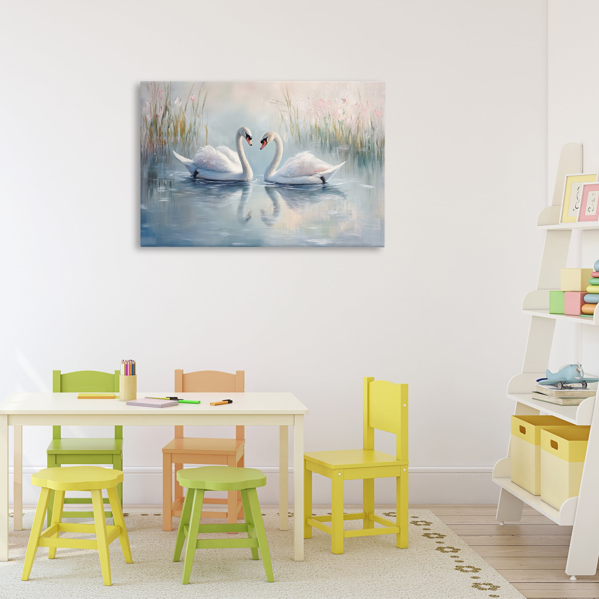 Stupell Industries Simple Swan Reflections Canvas Wall Art, design by Petal Prints Design