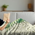 thumbnail image 3 of Bird Print Soft Flannel Fleece Throw Blanket, Summer Art Flamingo on Tropical Leaves with Minimal Geometric, Cozy Plush for Indoor and Outdoor Use, 50" x 60", Ivory and Multicolor, by Ambesonne, 3 of 5