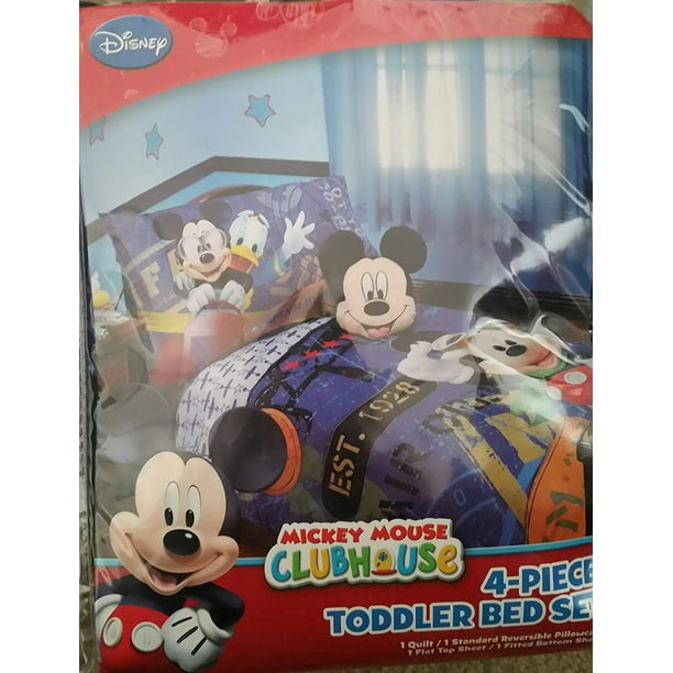 Disney 4 Piece Mickey Mouse Toddler Bedding Set Walmart Com Walmart Com