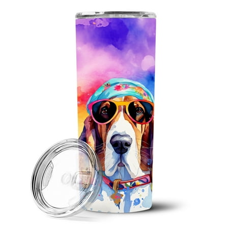 

Basset Hound Hippie Dawg Stainless Steel Skinny Tumbler 3 in x 8.25 in