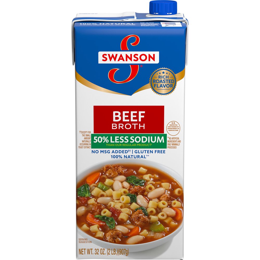 Swanson 50 Less Sodium Beef Broth, 32 oz.