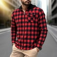 thumbnail image 2 of KeShDi Mens Flannel Jacket Flannel Shirt for Men's Fashion Hooded Long Sleeve Full Zipper Button Pocket Plaid Shirt Top Red S, 2 of 5