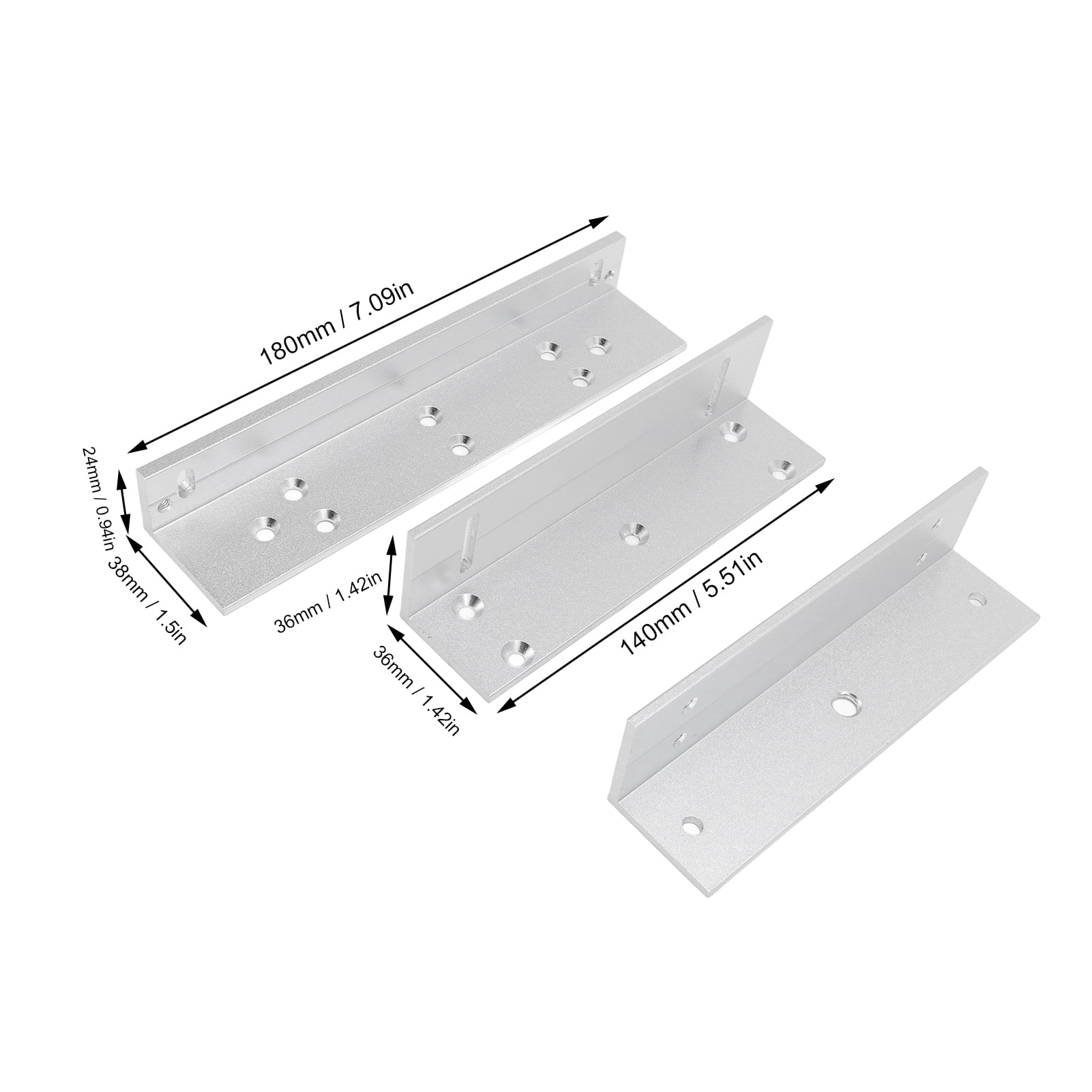 NFTIGB Inward Door Z L Bracket 180KG Holding Force Aluminum Alloy Security Holder Stand for Electromagnetic Lock Hardware Set, 7.09 in / 180 mm