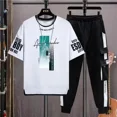 thumbnail image 3 of Ropa para hombre Trajes deportivos con alfabeto Pantalones jogger Conjuntos Camiseta estampada Hombre Top blanco Novedad en chándal a juego Tendencia verano 2024, 3 of 5