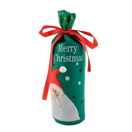 Wine Bottle Wrap - Christmas Santa Claus Wine Bottle Cover Gift Wrap Bag Dinner Party Table Decoration