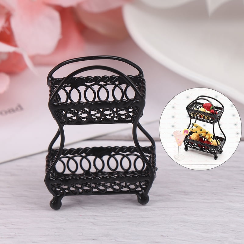 1/12" Scale Black Metal Fruit Basket Dollhouse Miniature Furniture Decor BP 