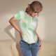 thumbnail image 3 of Balery Green And Gold Abstract Marble Body de cuello redondo de manga corta para mujer Tops de manga corta Tops básicos-XX-Large, 3 of 7