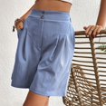 thumbnail image 2 of SWSMCLT Women's Above Knee Length Shorts Boyleg Comfy Elastic Band Slash Pocket Billowy Casual Shorts Bunched Light Blue Medium, 2 of 5