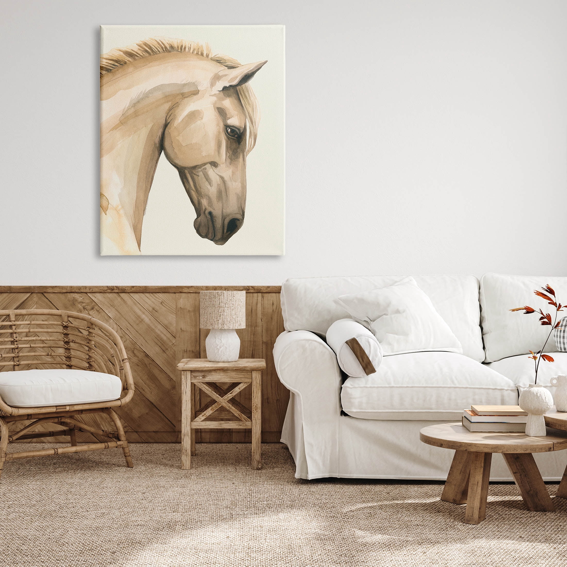 Stupell Industries Horse Portrait Farm Animal Graphic Art Gallery Wrapped Canvas Print Wall Art, Design by Grace Popp
