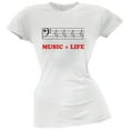 thumbnail image 1 of Music=Life Bass Clef White Soft Juniors T-Shirt, 1 of 1