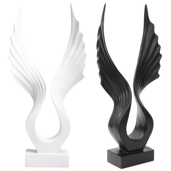Zehuanyu 1pc Angel Wing Statue Resin Sculpture Tabletop Decoration Ornament for Living Room Bedroom Wine Cabinet (Black)