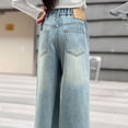 thumbnail image 5 of EnJoCho Girls Bow Denim Pants Kids Baggy Wide Leg Jeans Teens Casual Elastic Waist Vintage Trousers with Pocket Clothes Embroidered Flare Denim for Girls 6-16Y, 5 of 8