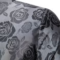 thumbnail image 3 of Mens Short Sleeve Fashion Button Up Shirt Rose Print Casual Slim Dress Shirt Gray XXL, 3 of 8