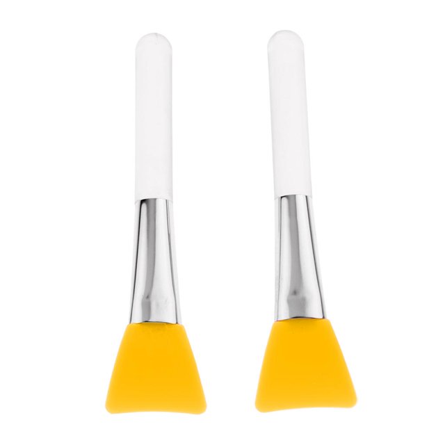 Cepillo De Mascarilla Facial De Silicona De 2 Piezas Para Faciales, Barro, Mascarilla De Arcilla, Bricolaje, Mascarilla De Modelado, Sin cabellero - Crema, Amarillo