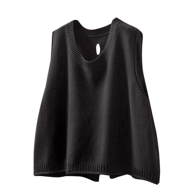 Breezora Women's Back Button Knit Vest Lightweight Breathable Cotton Comfortable Loose Fit Layering Essential Versatile Styling M Size Grey