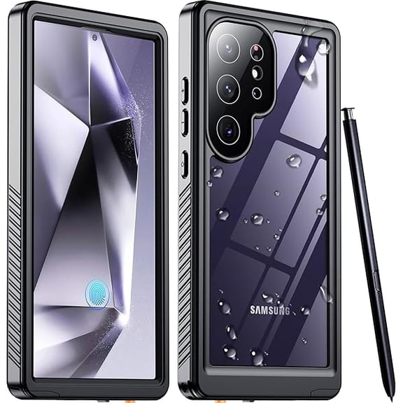 can Designed for Samsung Galaxy S24 Ultra Case Waterproof, Built-in Screen Protector Full Protection Heavy Duty Shockproof Anti-Scratched Rugged Case for Galaxy S24 Ultra 6.8'' (Black/Clear)
