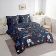 thumbnail image 3 of Castle Fairy Female Men Adults Sports Ice Hockey Twin Bedding Sets 7-Piece,Ball Gamer Bedding Comforter Set Microfiber,Blue Red Breathable Sheet Sets,Microfiber Bedroom Decor,Reversible, 3 of 8