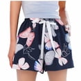 thumbnail image 5 of FAZVAOO Pajama Shorts for Women,Floral Printed Drawstring Elastic Waist Sleep Shorts,7"Inseam, 5 of 5