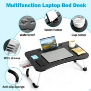 Laptop Desk for Bed ,WLRETMCI Lap Desks for Bed Tray Table with Drawer,Portable Laptop Desk Table for Eating Writing Reading Notebook Holder & Stand for Sofa Couch Floor