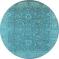 thumbnail image 1 of Ahgly Company Indoor Round Oriental Light Blue Industrial Area Rugs, 4' Round, 1 of 4