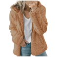 thumbnail image 1 of Jackets for Women Clearance Sale Solid Color Zipper Outwear with Pockets Long Sleeve Zipper Drawstring Hooded Jacket Fall Winter Loose Fit Warm Coat, 1 of 6