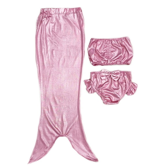 Wenchoice Pink Shinny Mermaid 3 Pieces Swimming Suit XXL(9-10Y)