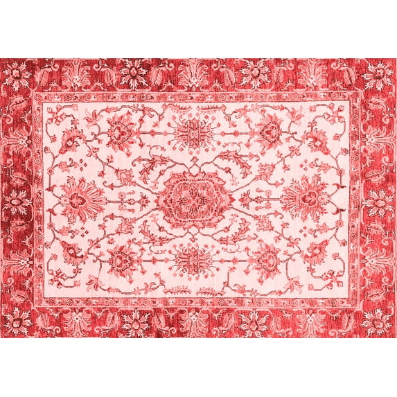 Ahgly Company Indoor Rectangle Abstract Red Modern Area Rugs, 5' x 8'